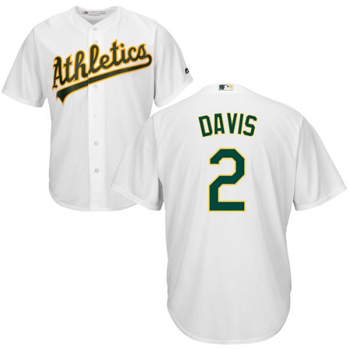 Oakland Athletics #2 Khris Davis White Cool Base Stitched Youth Jersey Youth