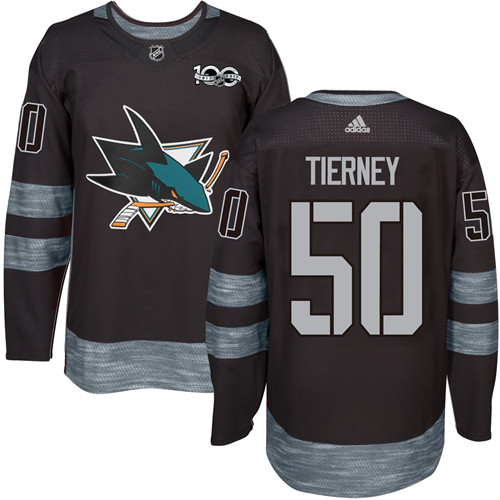 Adidas San Jose Sharks #50 Chris Tierney Black 1917-2017 100th Anniversary Stitched Jersey Men's