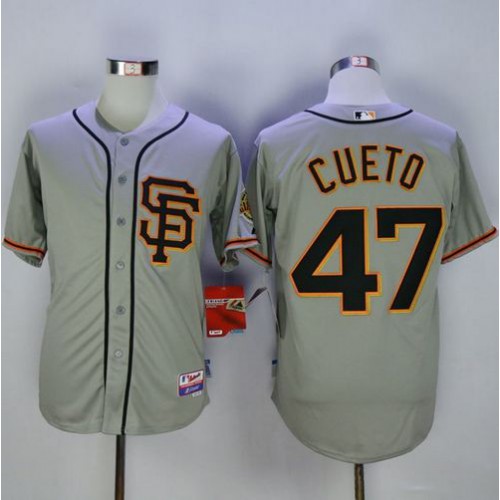 San Francisco Giants #47 Johnny Cueto Grey Road 2 Cool Base Stitched Jersey Men's