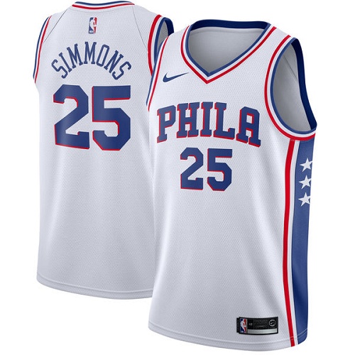 Philadelphia 76ers #25 Ben Simmons White Womens Swingman Association Edition Jersey Womens