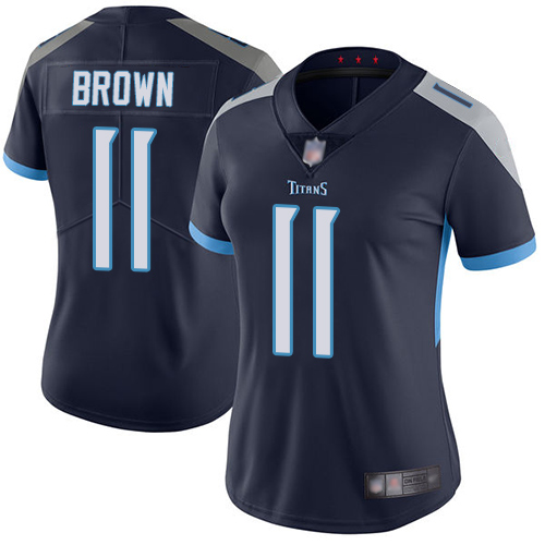 Tennessee Titans #11 A.J. Brown Navy Blue Team Color Women's Stitched Vapor Untouchable Limited Jersey Womens