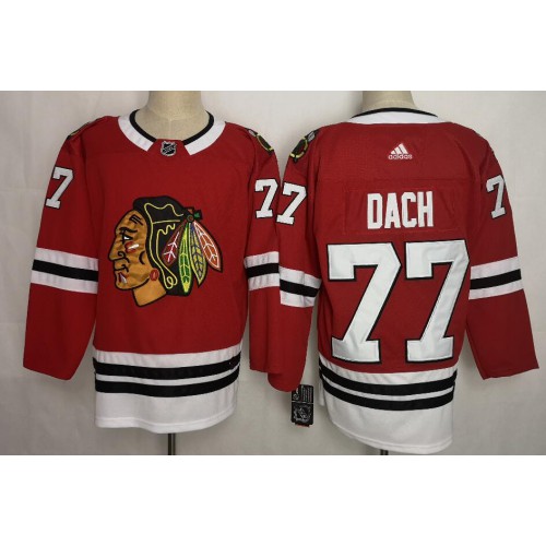 Adidas Chicago Blackhawks #77 Kirby Dach Red Home Authentic Stitched Jersey Men's