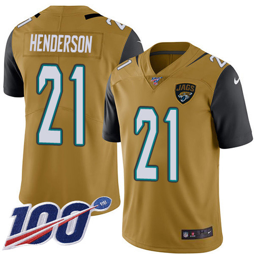 Jacksonville Jaguars #21 C.J. Henderson Gold Youth Stitched Limited Rush 100th Season Jersey Youth