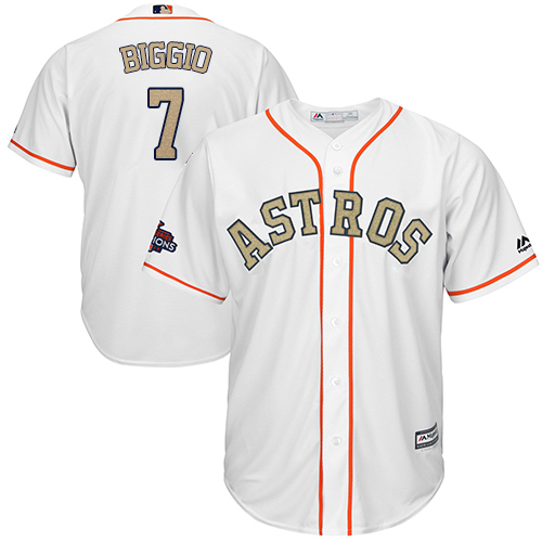 Houston Astros #7 Craig Biggio White 2018 Gold Program Cool Base Stitched Youth Jersey Youth