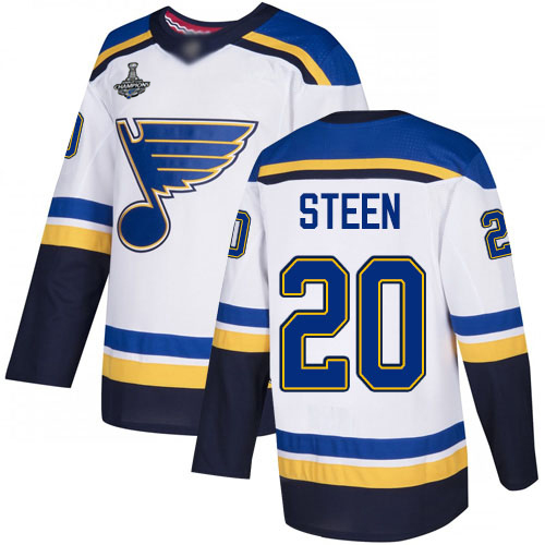 Adidas St. Louis Blues #20 Alexander Steen White Road Authentic Stanley Cup Champions Stitched Youth Jersey Youth
