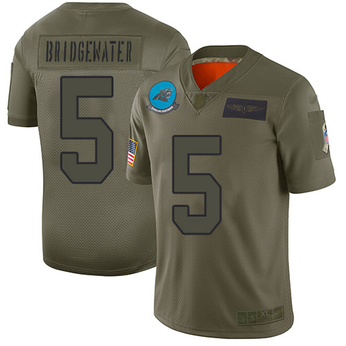 Carolina Panthers #5 Teddy Bridgewater Camo Youth Stitched Limited 2019 Salute to Service Jersey Youth