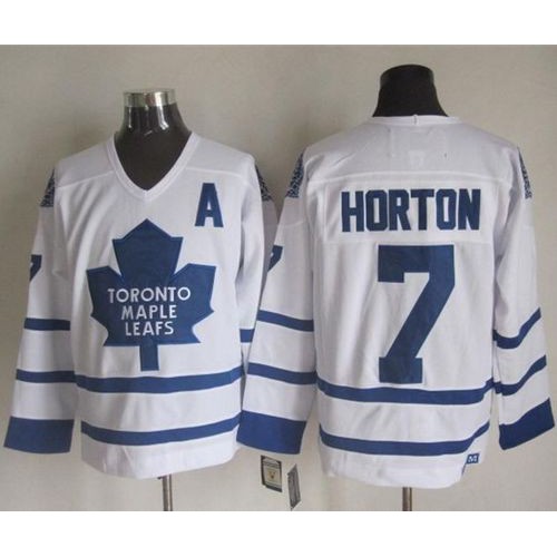 Maple Toronto Maple Leafs #7 Tim Horton White CCM Throwback Stitched Jersey Men's