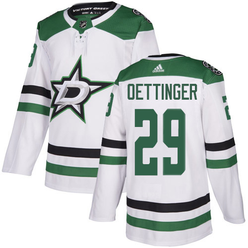 Adidas Dallas Stars #29 Jake Oettinger White Road Authentic Stitched Jersey Men's