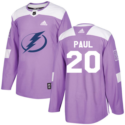Adidas Tampa Bay Lightning #20 Nicholas Paul Purple Authentic Fights Cancer Stitched Jersey Men's