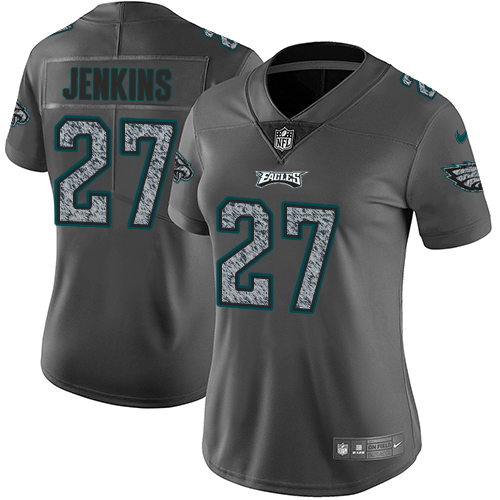 Philadelphia Eagles #27 Malcolm Jenkins Gray Static Women's Stitched Vapor Untouchable Limited Jersey Womens