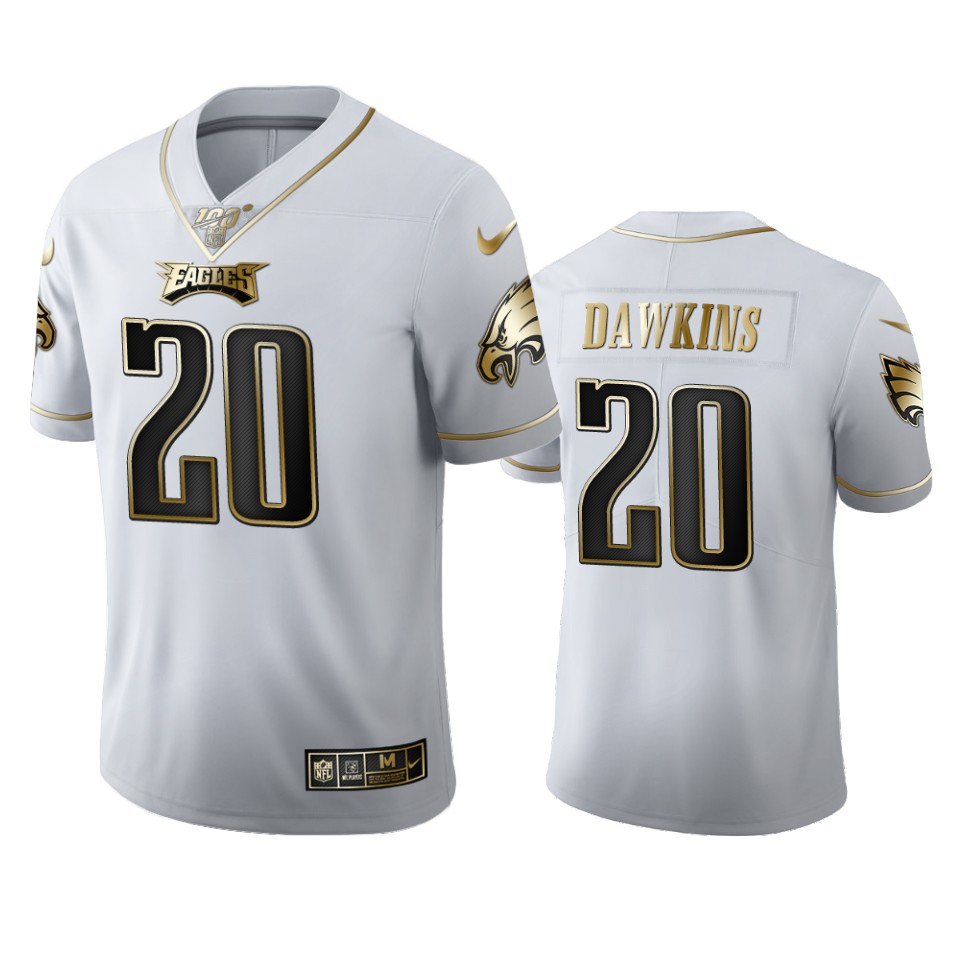 Philadelphia Eagles #20 Brian Dawkins Men's White Golden Edition Vapor Limited 100 Jersey
