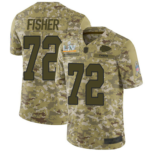 Kansas City Chiefs #72 Eric Fisher Camo Men's Super Bowl LV Bound Stitched Limited 2018 Salute To Service Jersey Men's