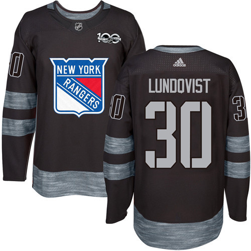 Adidas New York Rangers #30 Henrik Lundqvist Black 1917-2017 100th Anniversary Stitched Jersey Men's