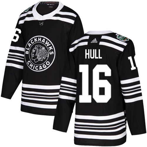 Adidas Chicago Blackhawks #16 Bobby Hull Black Authentic 2019 Winter Classic Stitched Jersey Men's