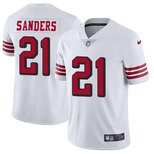 San Francisco 49ers #21 Deion Sanders White Rush Men's Stitched Vapor Untouchable Limited Jersey Men's