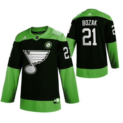 St. Louis St. Louis Blues #21 Tyler Bozak Men's Adidas Green Hockey Fight nCoV Limited Jersey Men's