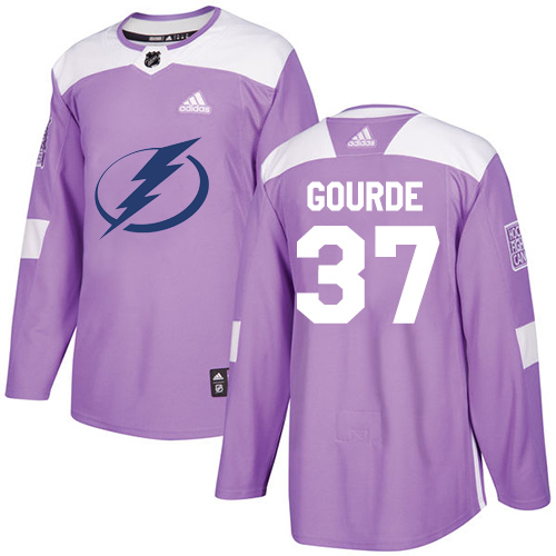 Adidas Tampa Bay Lightning #37 Yanni Gourde Purple Authentic Fights Cancer Stitched Youth Jersey Youth