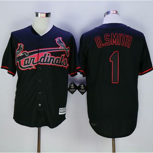 St.Louis Cardinals #1 Ozzie Smith Black New Cool Base Fashion Stitched Jersey Men's