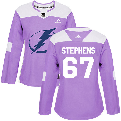 Adidas Tampa Bay Lightning #67 Mitchell Stephens Purple Authentic Fights Cancer Women's Stitched Jersey Womens