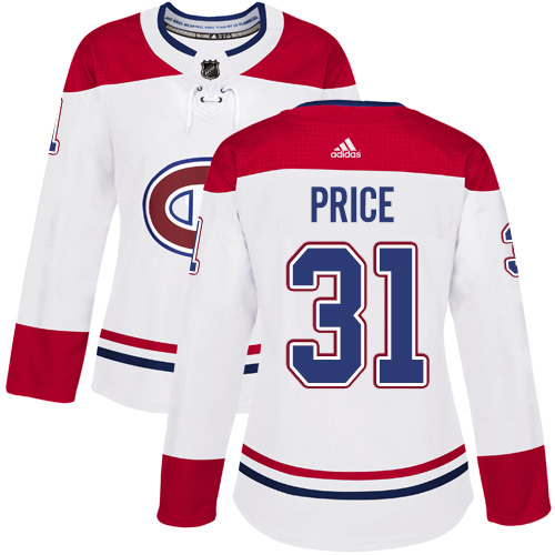 Adidas Montreal Canadiens #31 Carey Price White Road Authentic Women's Stitched Jersey Womens