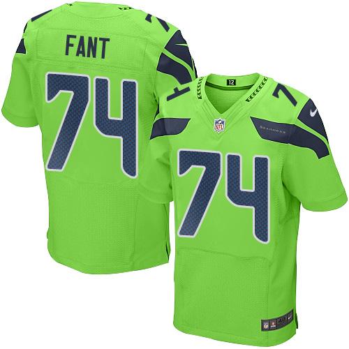 Seattle Seahawks #74 George Fant Green Men's Stitched Elite Rush Jersey Men's