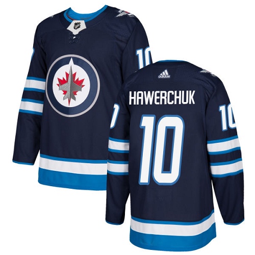 Adidas Winnipeg Jets #10 Dale Hawerchuk Navy Blue Home Authentic Stitched Jersey Men's