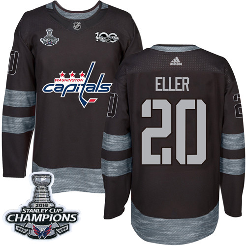 Adidas Washington Capitals #20 Lars Eller Black 1917-2017 100th Anniversary Stanley Cup Final Champions Stitched Jersey Men's