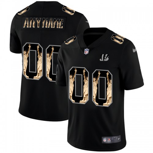 Cincinnati Bengals Custom Carbon Black Vapor Statue Of Liberty Limited Jersey