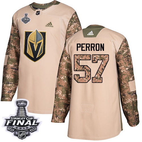 Adidas Golden Vegas Golden Knights #57 David Perron Camo Authentic 2017 Veterans Day 2018 Stanley Cup Final Stitched Jersey Men's