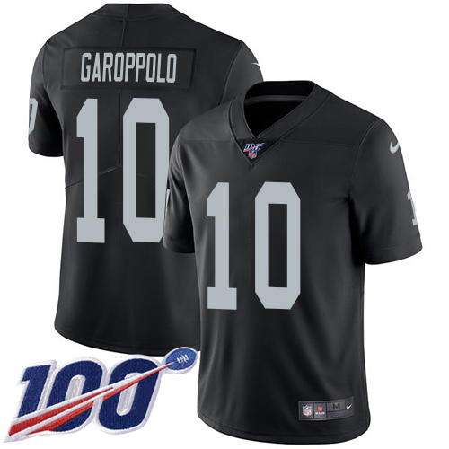 Raiders #10 Jimmy Garoppolo Black Team Color Men's Stitched 100th Season Vapor Untouchable Limited Jersey