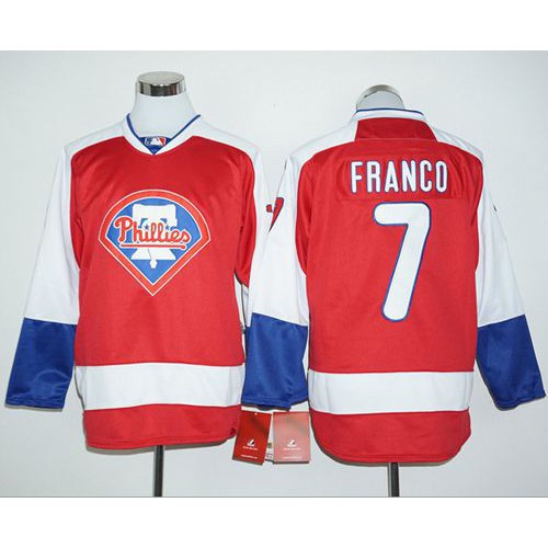 Philadelphia Phillies #7 Maikel Franco Red Long Sleeve Stitched Jersey Men's