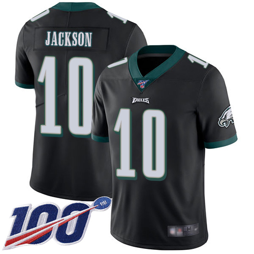 Philadelphia Eagles #10 DeSean Jackson Black Alternate Men's Stitched 100th Season Vapor Limited Jersey Men's