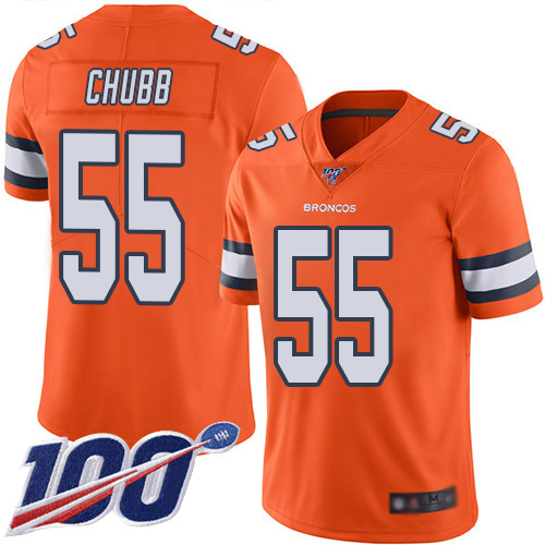 Denver Broncos #55 Bradley Chubb Orange Men's Stitched Limited Rush 100th Season Jersey Men's