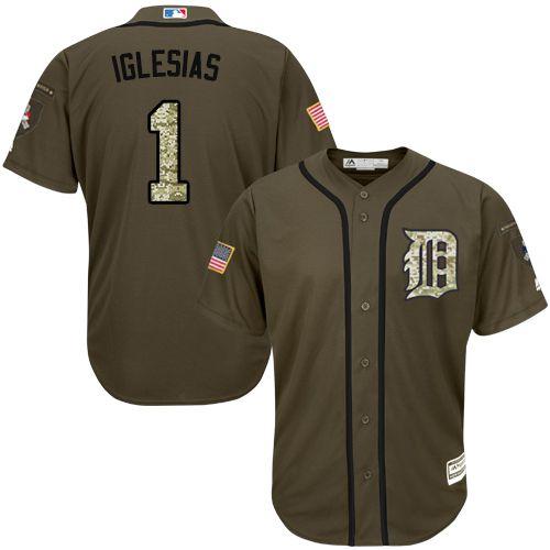 Detroit Tigers #1 Jose Iglesias Green Salute to Service Stitched Youth Jersey Youth