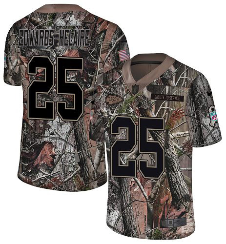 Chiefs #25 Clyde Edwards-Helaire Camo Super Bowl LVII Patch Youth Stitched Limited Rush Realtree Jersey