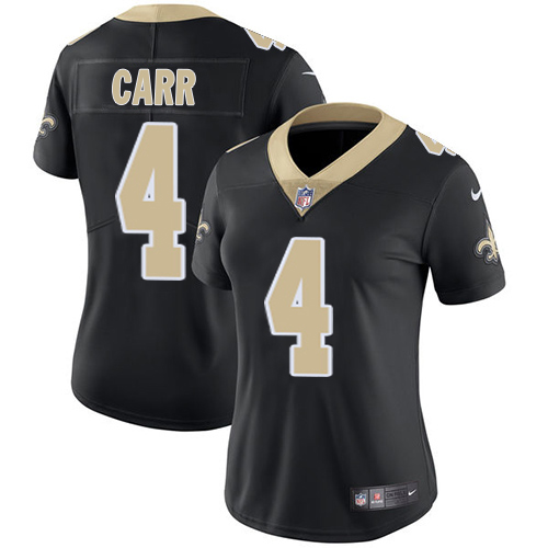 Saints #4 Derek Carr Black Team Color Women's Stitched Vapor Untouchable Limited Jersey