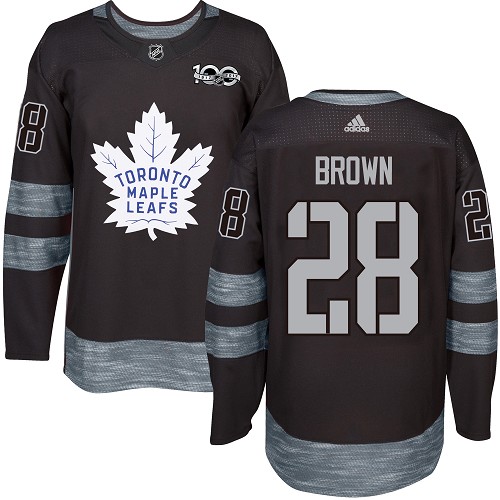 Adidas Maple Toronto Maple Leafs #28 Connor Brown Black 1917-2017 100th Anniversary Stitched Jersey Men's