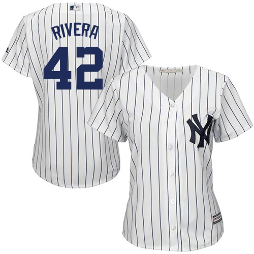 New York Yankees #42 Mariano Rivera White Strip Women's Fashion Stitched Jersey Womens