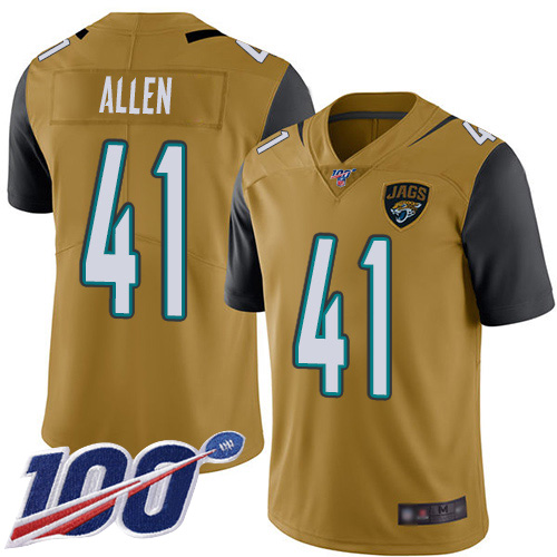 Jaguars #41 Josh Allen Gold Men's Stitched Limited Rush 100th Season Jersey