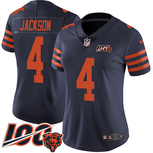 Bears #4 Eddie Jackson Navy Blue Alternate Women's Stitched 100th Season Vapor Limited Jersey