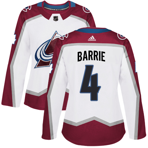 Adidas Colorado Avalanche #4 Tyson Barrie White Road Authentic Women's Stitched Jersey Womens