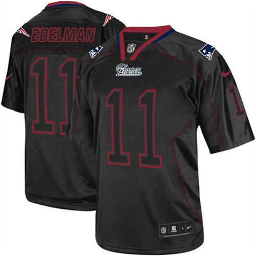 Patriots #11 Julian Edelman Lights Out Black Men's Stitched Elite Jersey