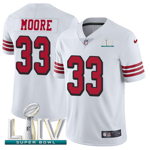 San Francisco 49ers #33 Tarvarius Moore White Super Bowl LIV 2020 Rush Youth Stitched Vapor Untouchable Limited Jersey Youth