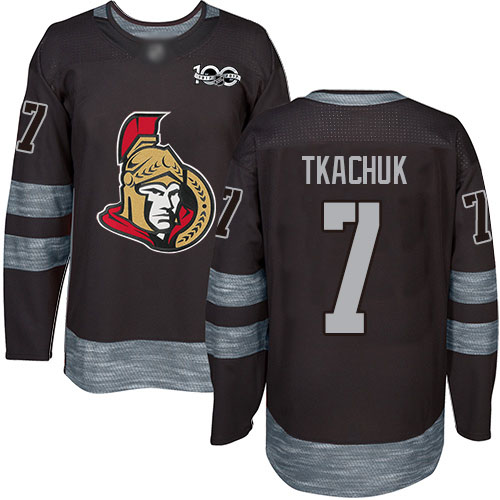 Adidas Ottawa Senators #7 Brady Tkachuk Black 1917-2017 100th Anniversary Stitched Jersey Men's