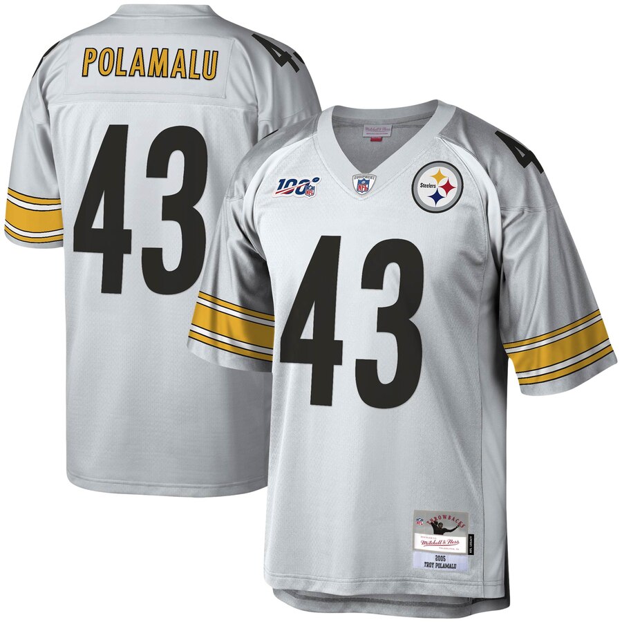 Pittsburgh Steelers #43 Troy Polamalu Mitchell & Ness 100 Retired Player Platinum Jersey