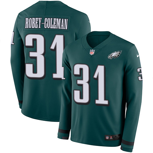 Philadelphia Eagles #31 Nickell Robey-Coleman Green Team Color Youth Stitched Limited Therma Long Sleeve Jersey Youth
