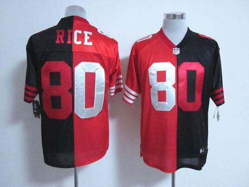 49ers #80 Jerry Rice Black/Red Men's Stitched Elite Split Jersey