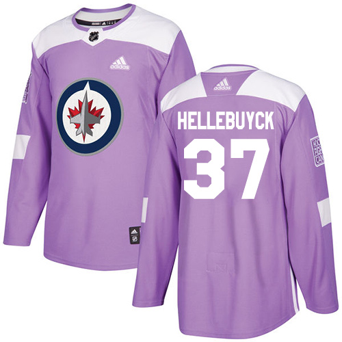 Adidas Winnipeg Jets #37 Connor Hellebuyck Purple Authentic Fights Cancer Stitched Jersey Men's