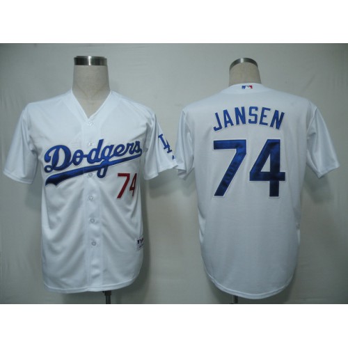 Los Angeles Dodgers #74 Kenley Jansen White Cool Base Stitched Jersey Men's