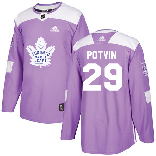 Adidas Maple Toronto Maple Leafs #29 Felix Potvin Purple Authentic Fights Cancer Stitched Jersey Men's